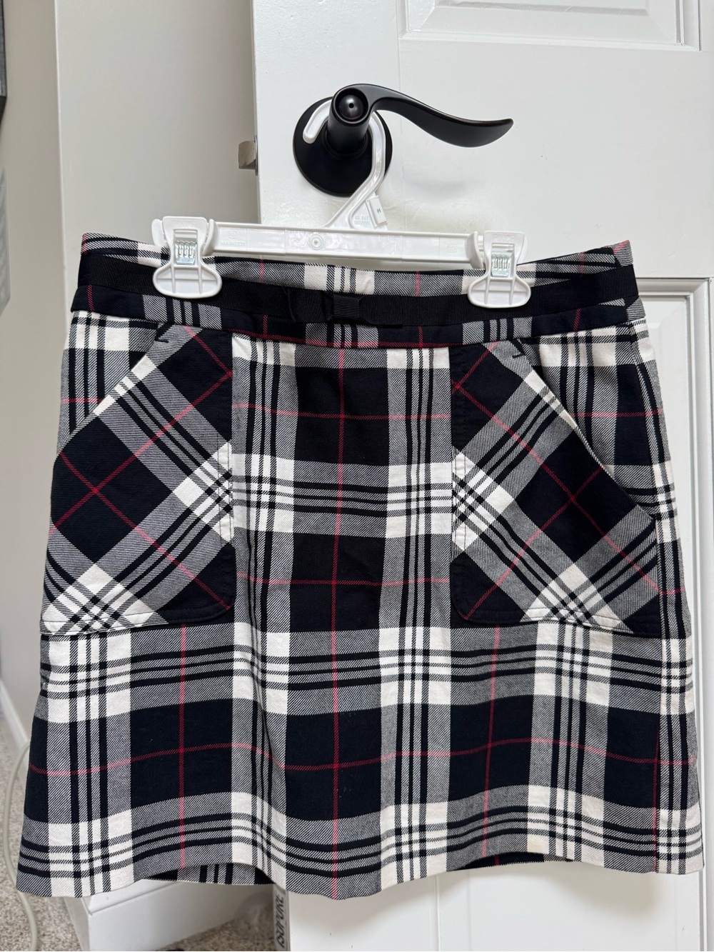 Tommy Hilfiger Black, White & Red Plaid A-Line Skirt